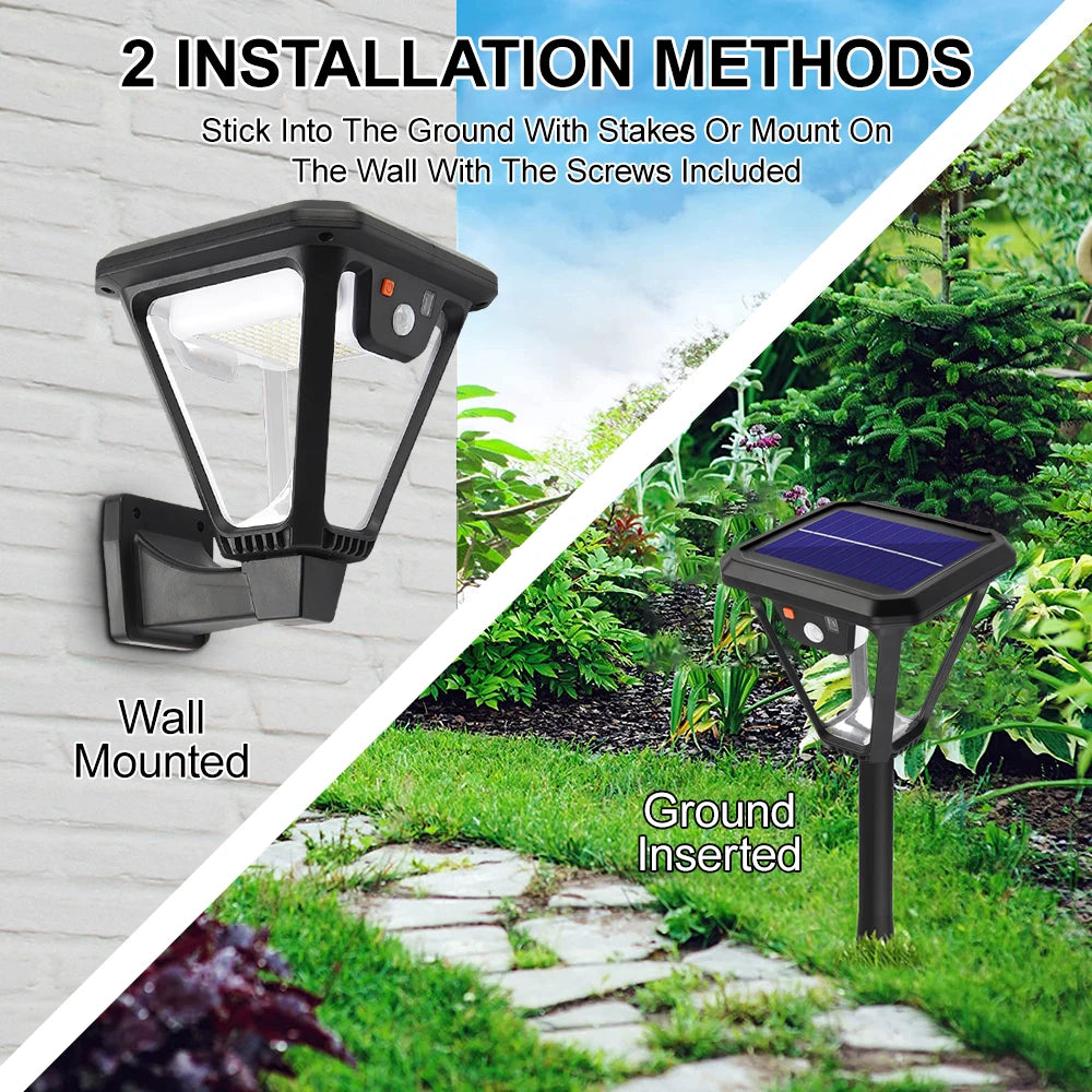 Outdoor solar lantern 100 LED motion sensor 360-degree lighting - vue 3 sur 8