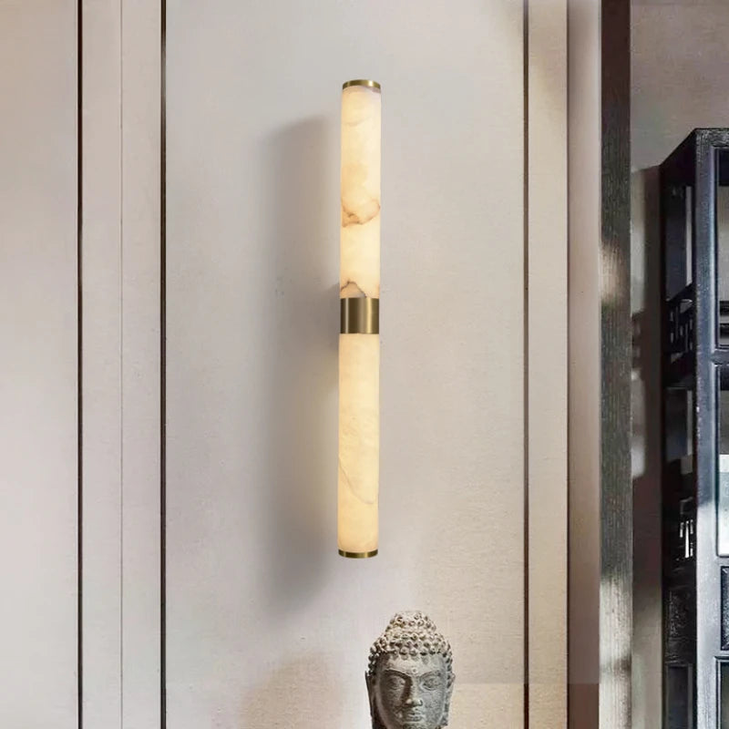 Marble and copper wall light for decorative indoor lighting - vue 3 sur 7