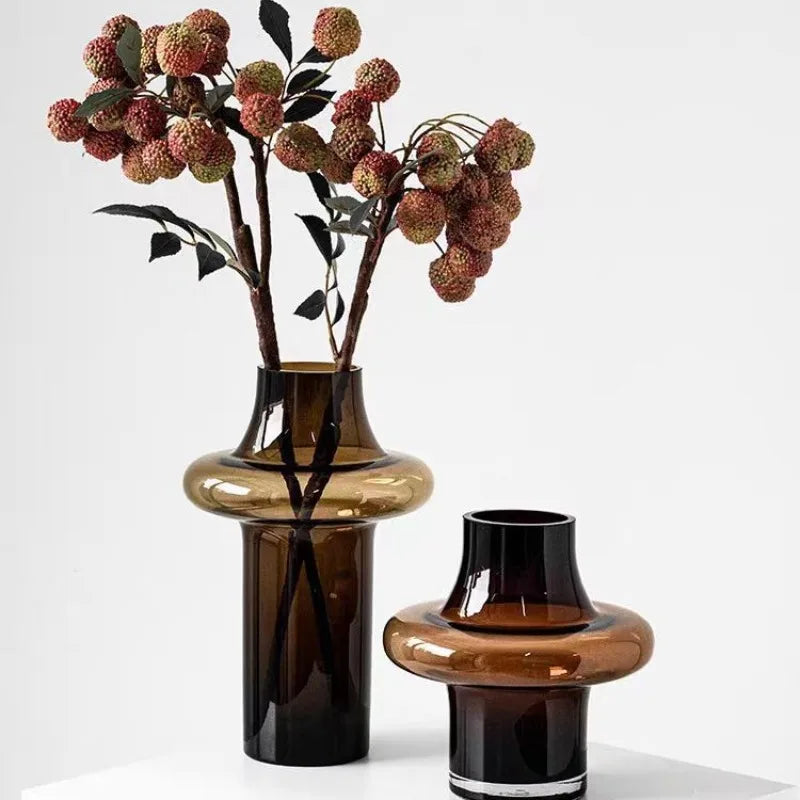 medieval glass vase for dried flowers and floral arrangement