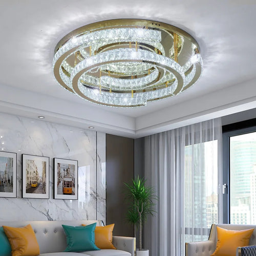 Modern adjustable crystal LED ceiling light - vue 7 sur 10