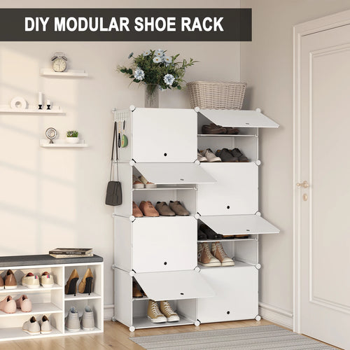 compact shoe cabinet with 8 compartments for optimal storage - vue 6 sur 6