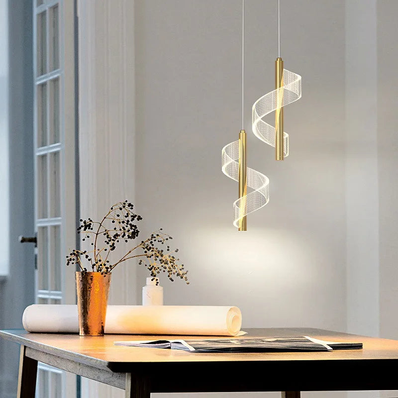 Modern nordic twist acrylic chandelier for stylish interiors - vue 4 sur 12