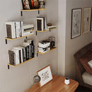 Set of 4 rustic wooden floating wall shelves for decorative storage