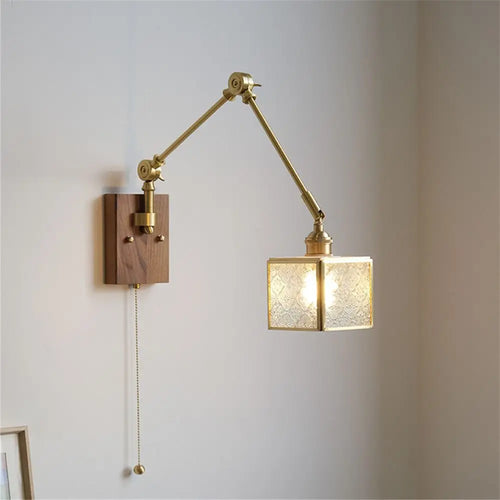 Retro copper wall light with swing arm and adjustable shade - vue 3 sur 9