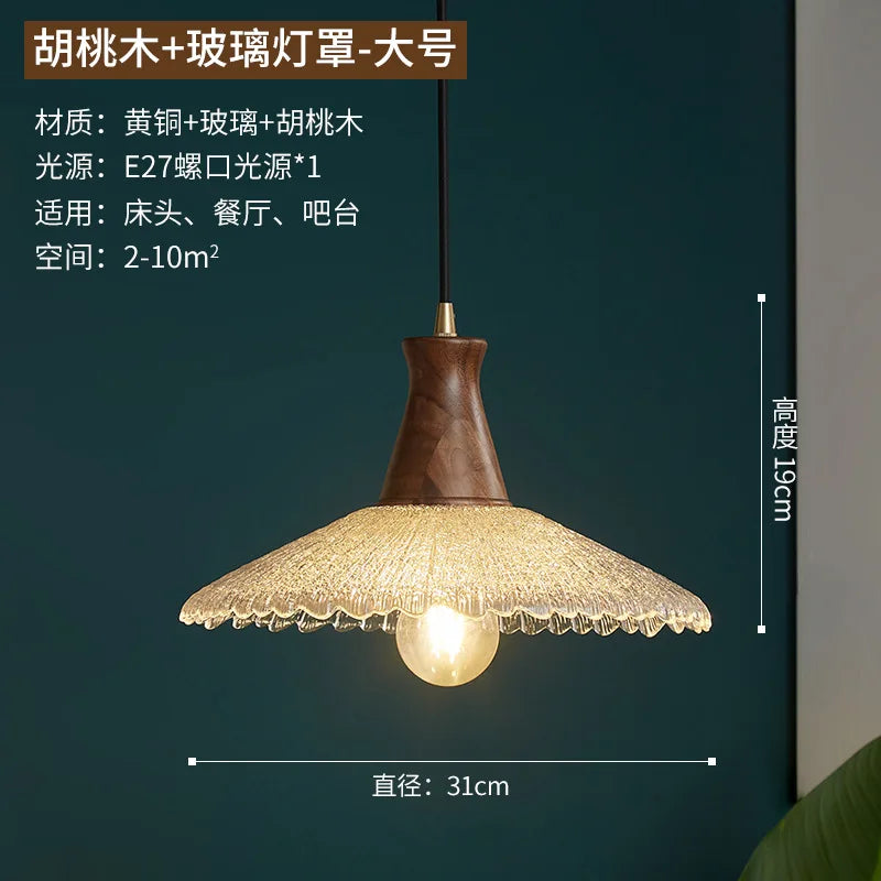 Glass and copper pendant light for a Nordic indoor atmosphere