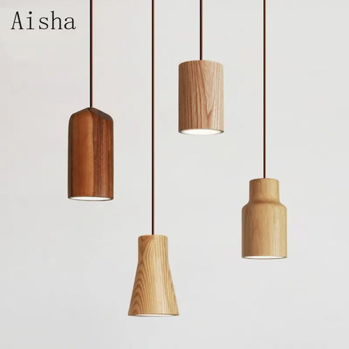 Japanese style wooden pendant light for interior decoration - vue 2 sur 10