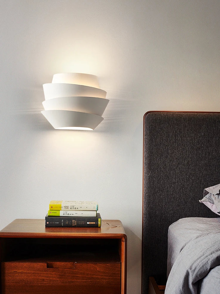 White metal LED pinecone wall light