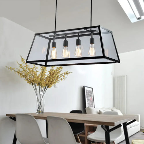 Vintage industrial iron and acrylic pendant light for kitchen and bar - vue 4 sur 6