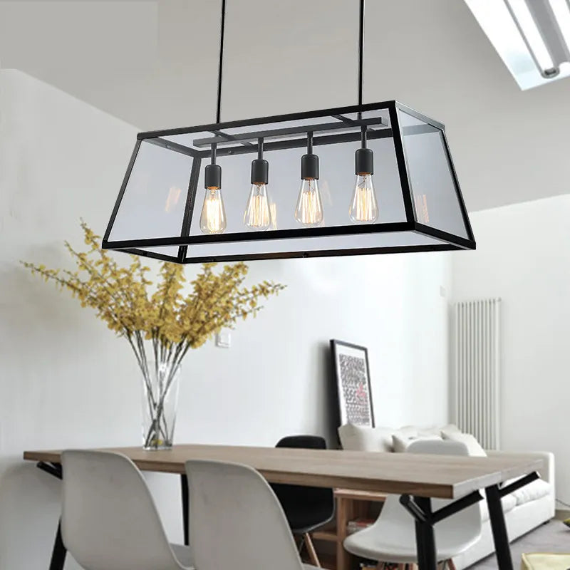Vintage industrial iron and acrylic pendant light for kitchen and bar - vue 3 sur 6