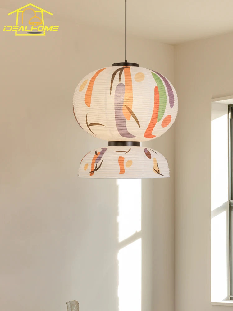 Japanese wabi-sabi rice paper pendant light for elegant interiors - vue 6 sur 6