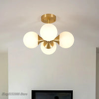 Modern nordic LED ceiling light glass globe fixture for living room, kitchen, bedroom