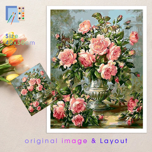 Flower paint by numbers kit for adults - vue 4 sur 7