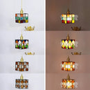 Tiffany style cube stained glass ceiling light indoor decor