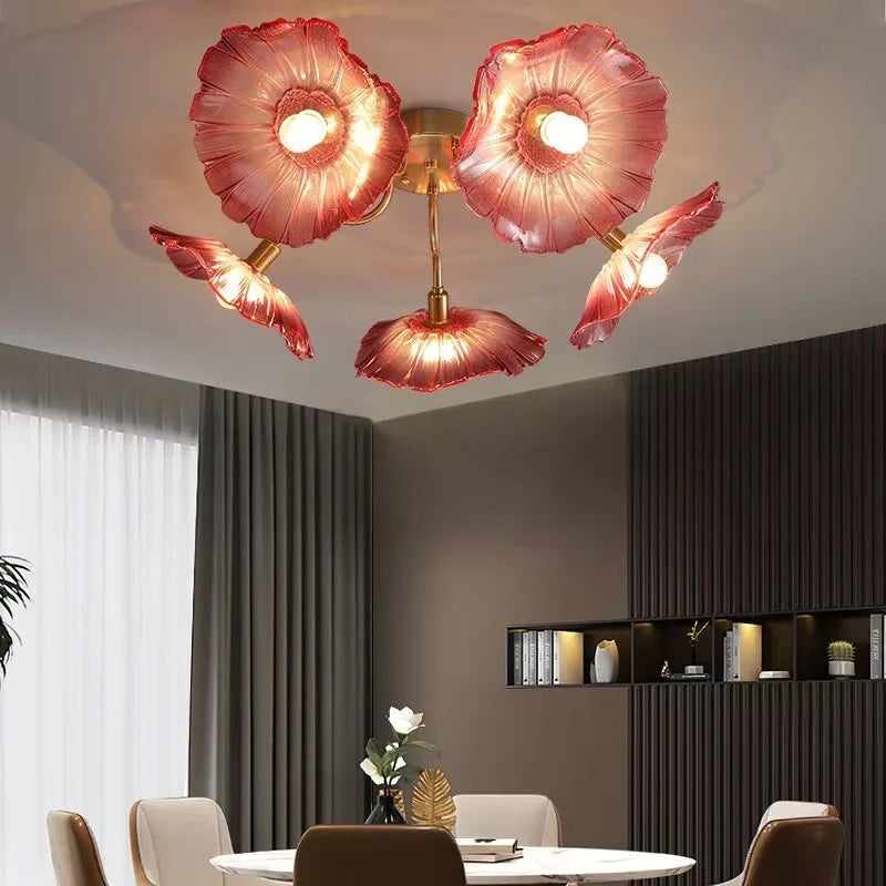 Modern nordic floral designer pendant light for interiors - vue 4 sur 14