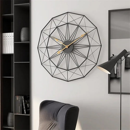 geometric industrial style wall clock for modern decoration - vue 2 sur 7
