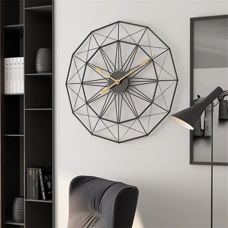 geometric industrial style wall clock for modern decoration