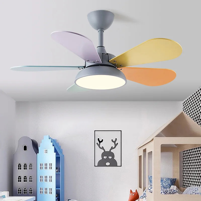Modern LED ceiling fan with remote control and elegant wood design