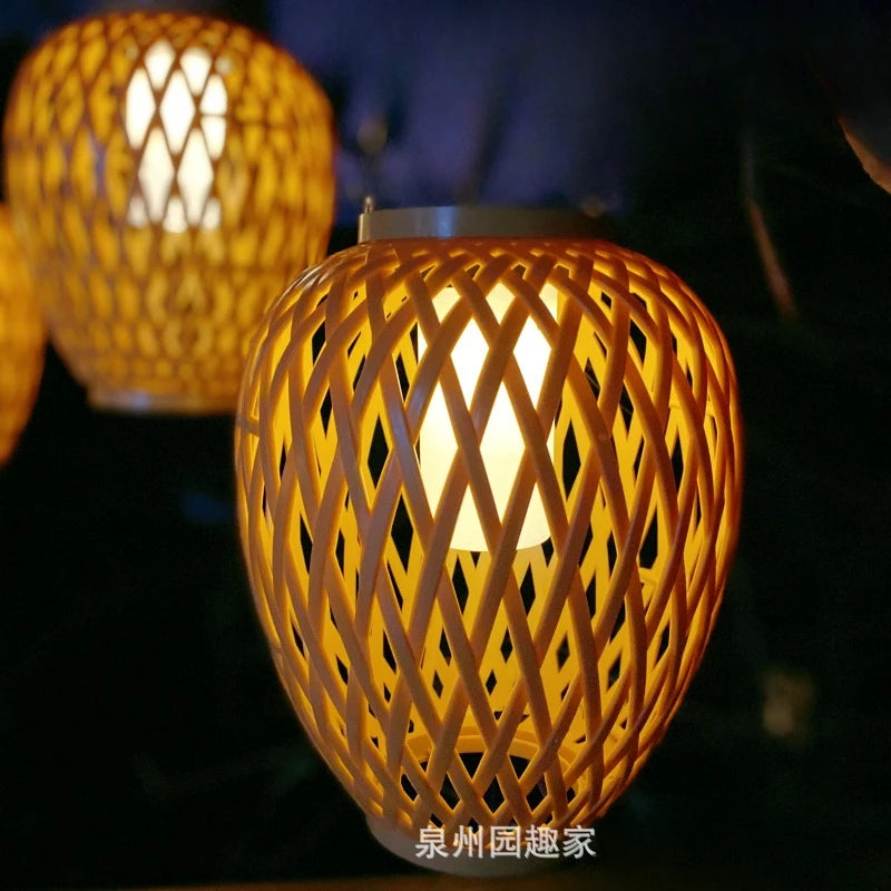 Solar rattan lantern for creative outdoor ambience