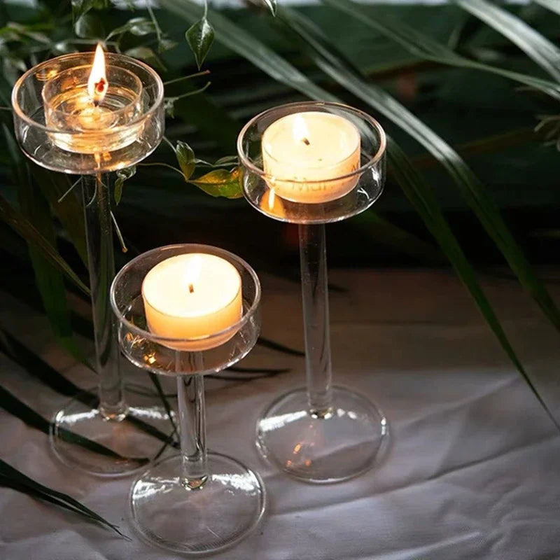 Large glass candle holder for wedding and romantic party decoration