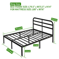 Heavy Duty Metal Bed Frame with Headboard, 3500 lbs Max Weight Capacity Metal Platform, Easy Assembly Mattress Foundation