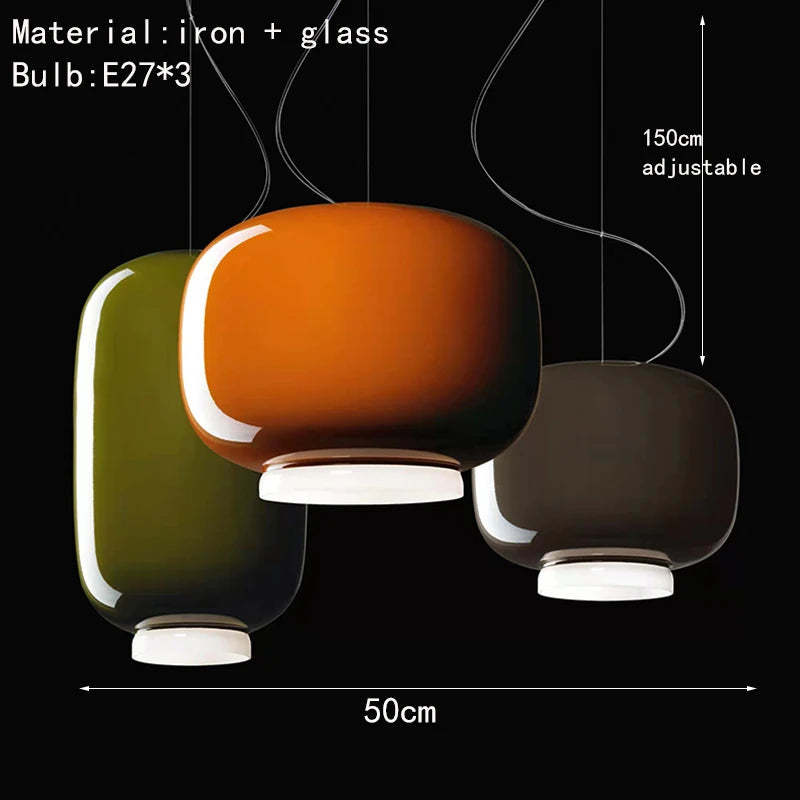 Modern glass pendant light with adjustable cord for various spaces