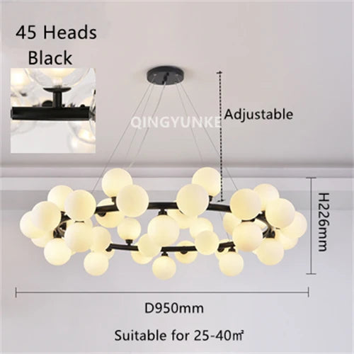 Nordic glass ball LED chandelier for home decor