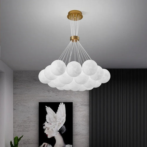 3d moon bubble ball LED chandelier pendant light decoration - vue 5 sur 12