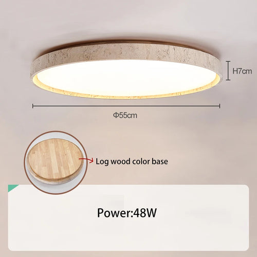 Led ceiling light stone downlight surface mounted retro walnut wood effect for bedroom or living room - vue 13 sur 13