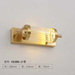 Gold crystal LED wall light for front mirror