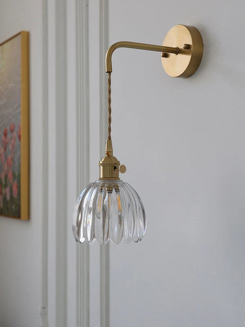 Retro Japanese style floral glass wall light - vue 5 sur 18