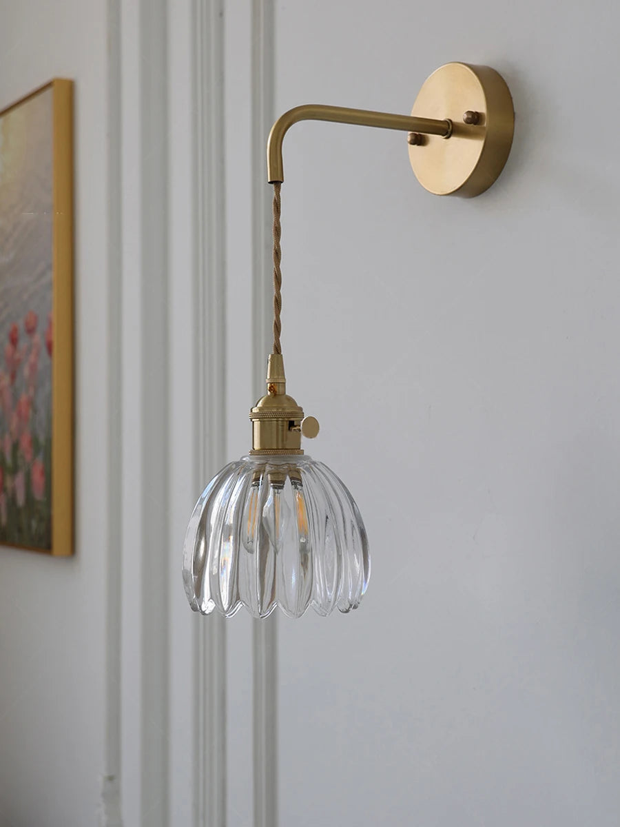 Retro Japanese style floral glass wall light - vue 4 sur 18