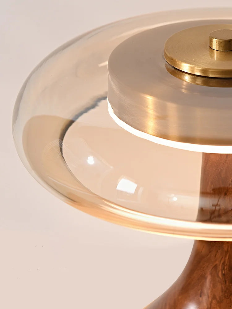 Retro wooden and glass desk lamp for an elegant interior - vue 4 sur 8