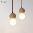 Retro nordic cave stone pendant light for restaurant