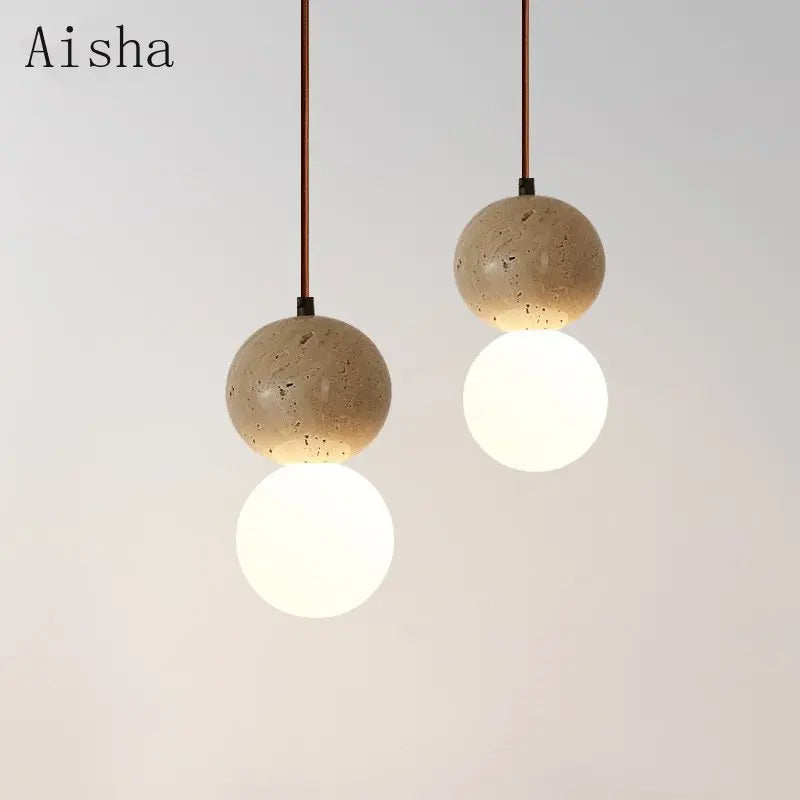 Retro nordic cave stone pendant light for restaurant