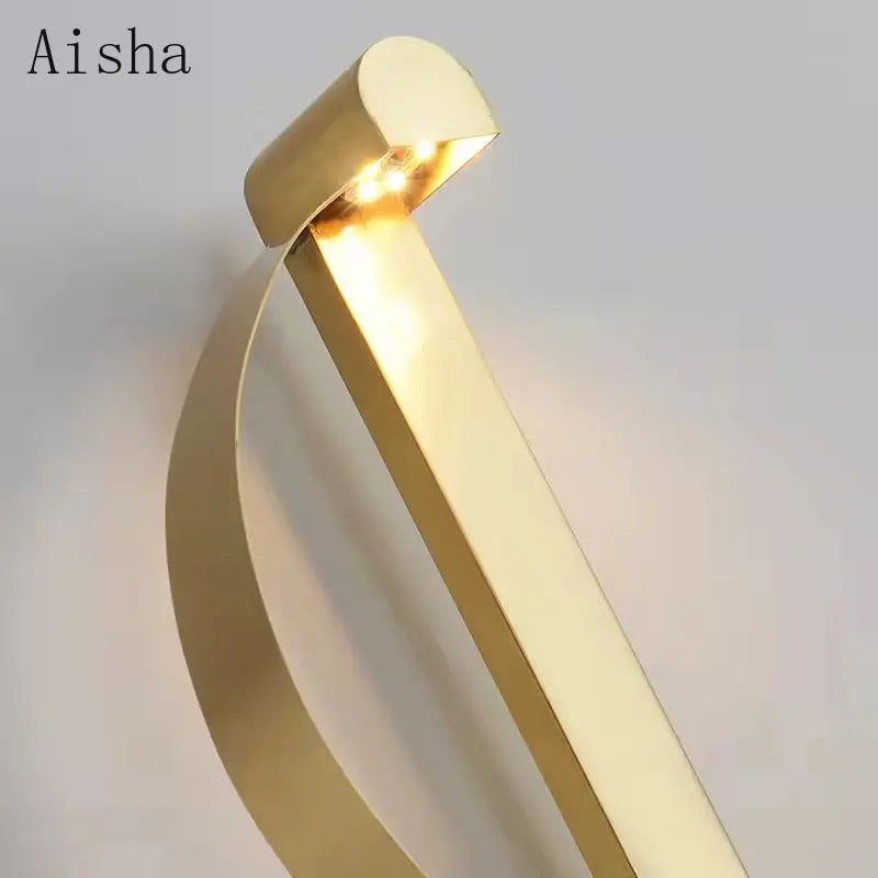 Nordic style S-shaped LED copper wall light - vue 3 sur 7