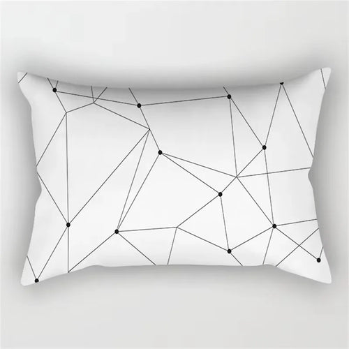 Geometric marble black and white cushion cover 30 x 50 cm