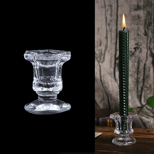 Crystal glass candle holder for weddings and home decor - vue 2 sur 9