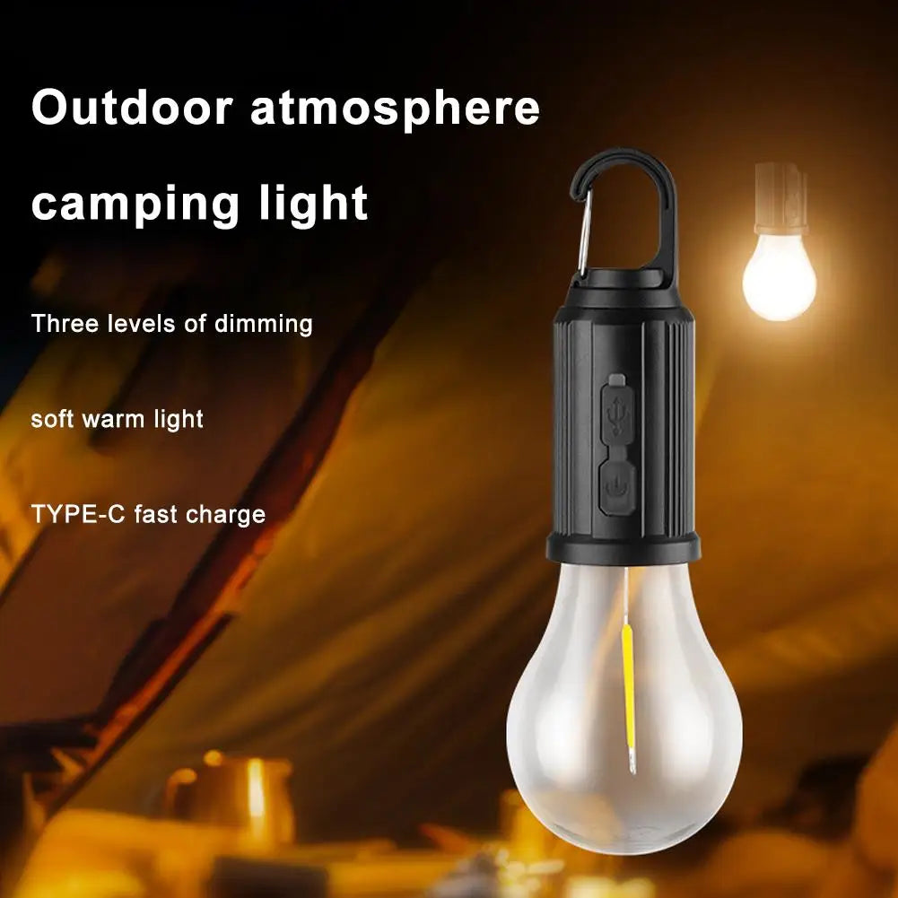 Solar camping LED lamp with hook and waterproof USB
