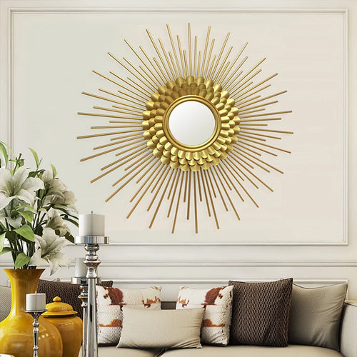 Creative Iron Golden Pendant for Living Room, Luxury Wall Hanging Mirror, Home Hallway Decor, Metal Wall Artistic for Bedroom