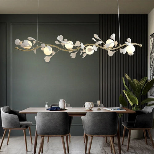 Nordic glass ginkgo LED pendant light - vue 5 sur 11
