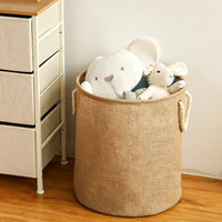 Foldable cotton and linen laundry basket large capacity for clothes and toys
