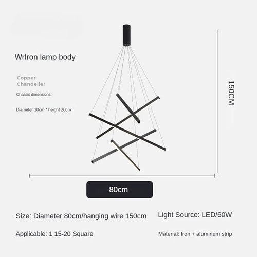 Modern Design Simple LED Ceiling Light, Penthouse Lobby Duplex Corridor Hotel Lobby Living Room Ceiling Decoration Chandelier - vue 10 sur 9