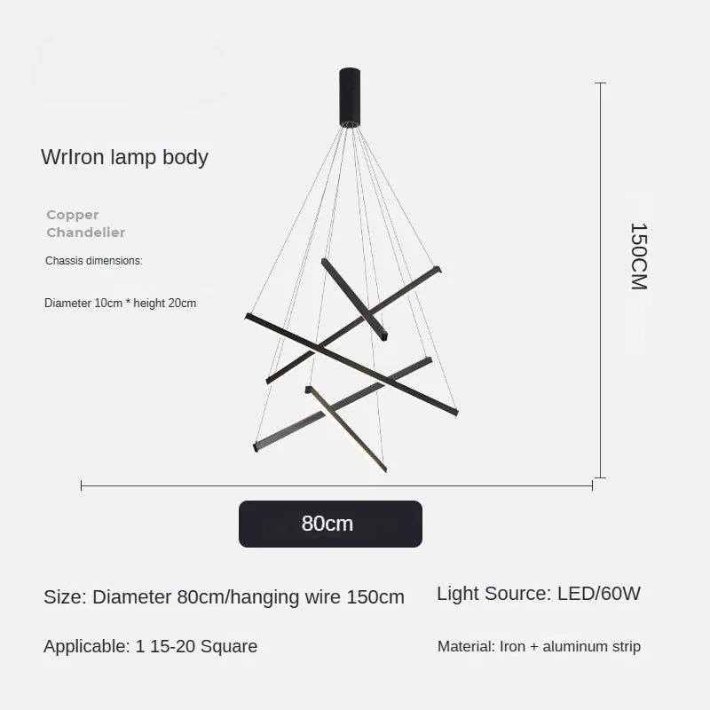 Modern Design Simple LED Ceiling Light, Penthouse Lobby Duplex Corridor Hotel Lobby Living Room Ceiling Decoration Chandelier - vue 9 sur 9