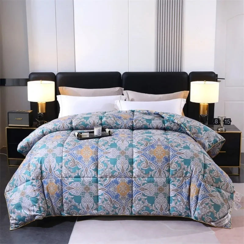 New 95 printed hotel down quilt thickened warm white goose down winter quilt , easy temperature locking - vue 1 sur 6