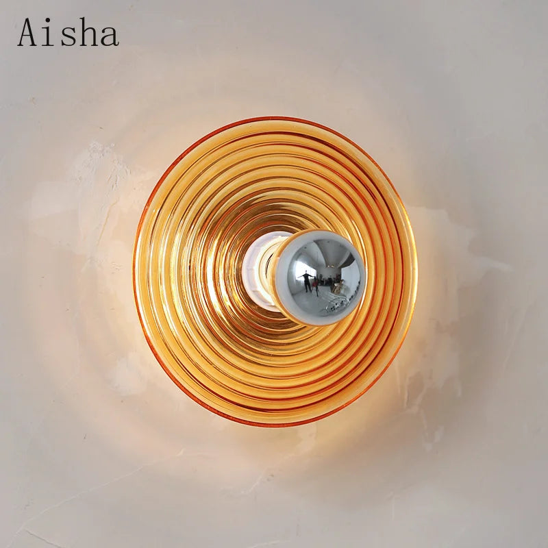 Retro ripple glass wall light with decorative design for interiors - vue 3 sur 8