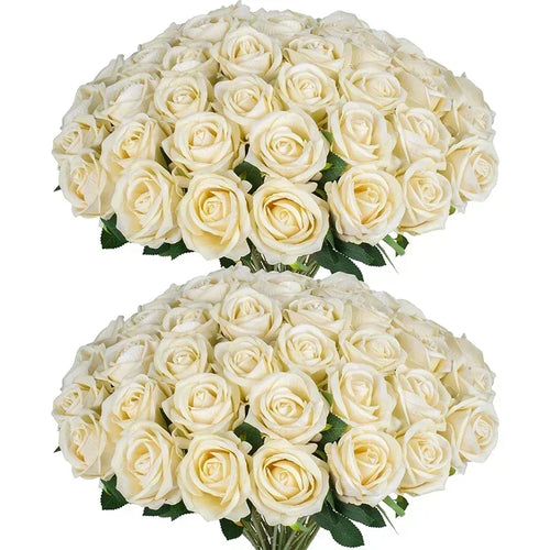 Set of 50 artificial silk roses for decoration and festive events - vue 13 sur 24
