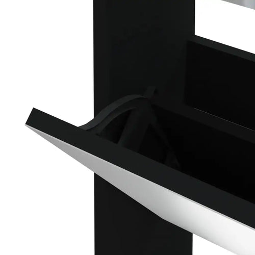 Shoe cabinet with mirror 3 levels black 63x17x102.5 cm - vue 7 sur 6