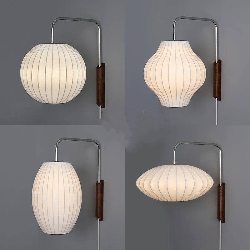 Modern Nelson Ball silk fabric wall light for hotel