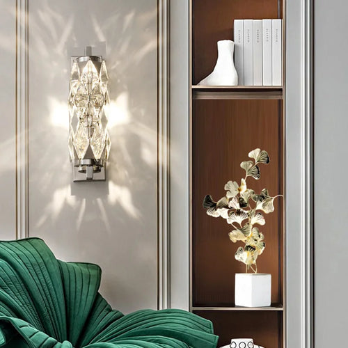 Modern crystal glass LED wall light with 3 dimmable levels - vue 3 sur 8