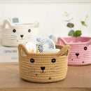 Cat head woven cotton storage baskets for office and home